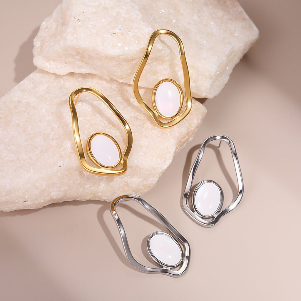 Fashion Hollowed-out Irregular Fritillary Stud Earrings Stainless Steel