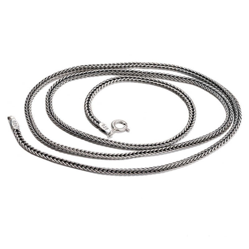 Men's 925 Sterling Silver Distressed Dragon Bone Necklace