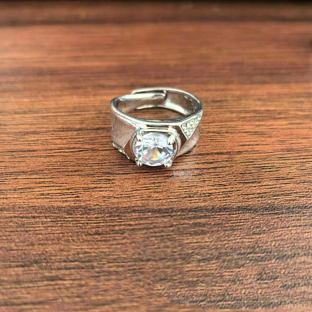 Fashionable All-match Diamond Ring Men's Zinc Alloy